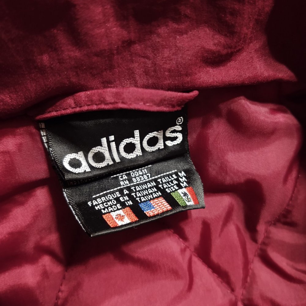 Vintage Adidas Mens Sz M Winter Jacket Trefoil Logo Maroon/Black Like New! - Picture 8 of 10